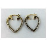 Gold over Sterling Silver Heart Hoop Earrings