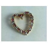 Gold over Sterling Silver Ruby Heart Pendant