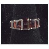 Sterling Silver Red Stone Ring Size 7