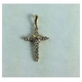 Gold over Sterling Silver CZ Cross