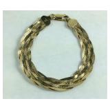 Gold over Sterling Silver Braided 7 inch Bracelet