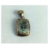 Gold Over Sterling Silver Green Quartz Pendant
