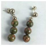 Sterling Silver Rainbow Jasper Dangle Earrings