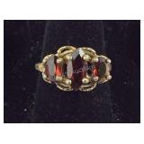 Gold over Sterling Silver Garnet Ring Size 7