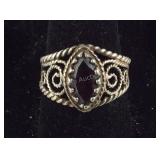 Sterling Silver Garnet Ring Size 8