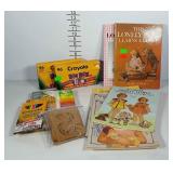 Books, art supplies and Shirley Temple paper doll