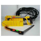Tools, extension cord, Stanley mitrebox with saw