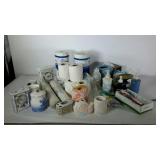 Bathroom decor and supplies.
