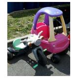 Little Tikes car and Fisher-Price tricycle
