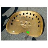 Metal Farm Implement Seat, painted gold color