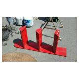 Saddle Rack, red board made wall mount, holds 3