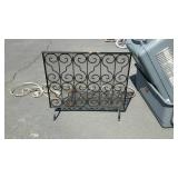 Fireplace Screen, black wrought iron with mesh,