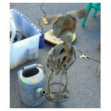 Gardeners Lot, galvanized Water Can, goofy Dog