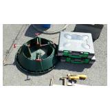 Three pc. Lot, poly tree stand, 2 empty Hitachi