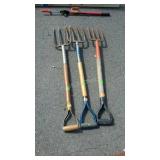 Three Garden Spade Forks, "T" Types, good usable