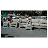 6pc faux wicker patio furniture set plus a cooler