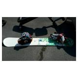 Snow board with a set of boots, the brackets to