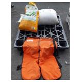 Husqvarna chainsaw chaps, opened bag of scotts