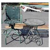 2 Pc outdoor furniture lot: metal bar chair,