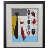 Mid Century Modern Cat Abstract print