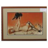 Nude Woman With Cat By Alberto Vargas print