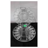 Two glass egg and relish plates