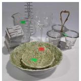 Kitchen serving, lettuce bowls, marble knife