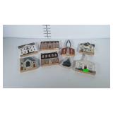 Wooden decor buildings.  All buildings but 2 are