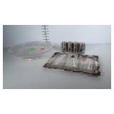 Pedestal cake plate, silver plated horderves tray