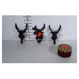 Cast metal moose hooks and bottle opener plus