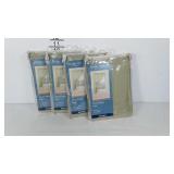 Curtain panels, four light green sheer panels,