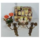 Angel tin gift basket with lotions and soaps,