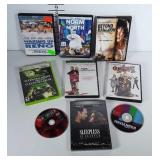 DVD movie lot plus one xbox 360 game.