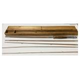 Crown brand 5pc bamboo fishing fly rod in wooden