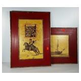 Wooden wall pictures, a tall ship (25x19) and