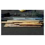 Group with misc boards and metal pieces