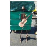 Tramp Art Gardening Tin Guitar Player Man