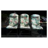 Three Folding Lawn Chairs, cushion seating