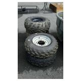 Four ATV Tires with Wheels. Dunlop Fronts