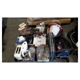 Timberland size 11 boots, kitchenwares, lamp,