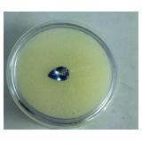 .25ct pearshaped tanzanite gemstone in capsule