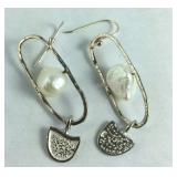 Sterling and freshwater pearl earrings
