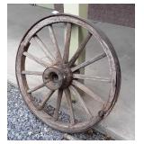Conestoga Wagon Wheel, wood spoke, weathered