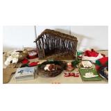 Holiday decor,  twig creche, grapevine snowman