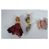 Old doll with dress, little cowboy figurine and 3