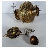 Lamp parts to a hanging oil lamp (base is rounded