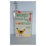 Funny chicken wall hanging made from ceramic