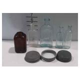 Glass Bottle/ Mason Jar Lid Lot, includes Sawyers