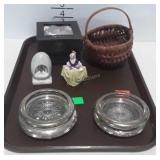 Misc. Lot, includes buttock Style Basket, Crystal