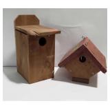 Two wooden bird houses